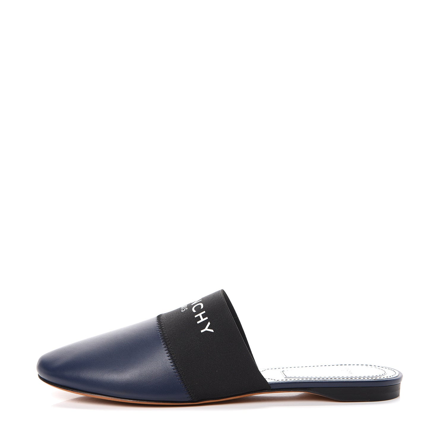Calfskin Bedford Logo Mule Slides 38.5 Navy Black