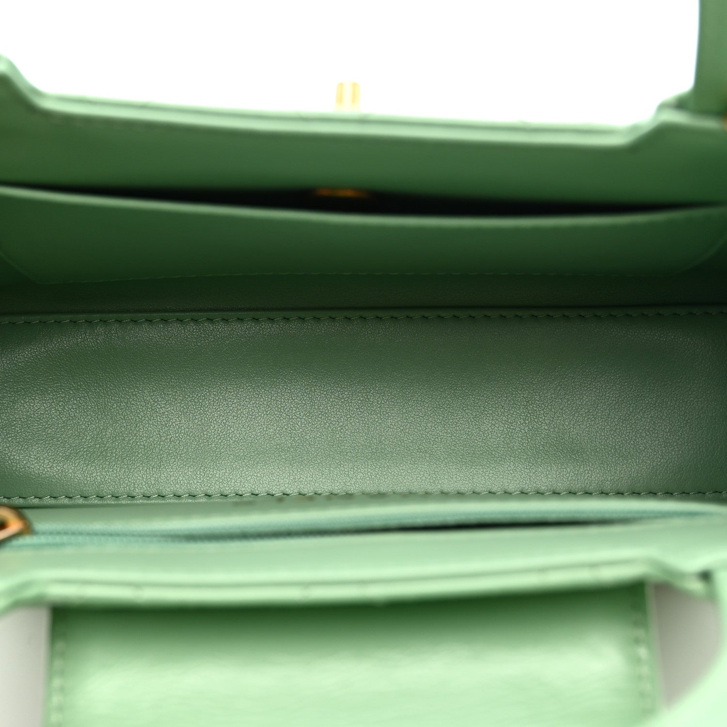 Chanel Shiny Aged Calfskin Quilted Nano Kelly Shopper Light Green 5 of 10