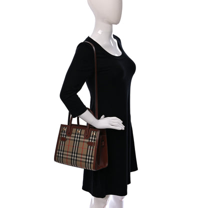 Burberry Calfskin Vintage Check Mini Two Handle Title Bag Archive Beige 2 of 8