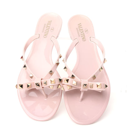 Valentino Garavani PVC Jelly Rockstud Bow Thong Sandals 40 Water Rose 5 of 10