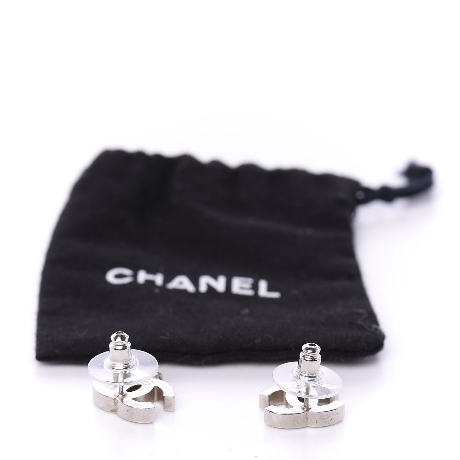 Chanel Baguette Crystal CC Earrings Silver 4 of 4