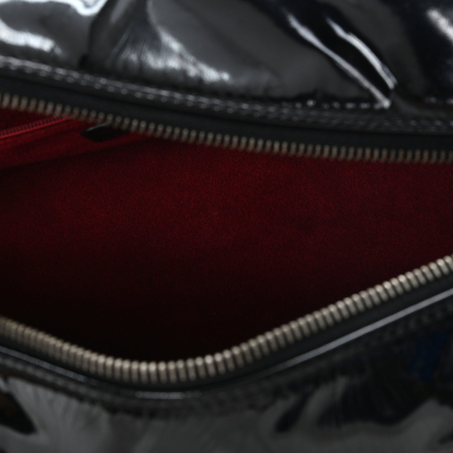 Patent Quilted Chocolate Bar Bowler Black