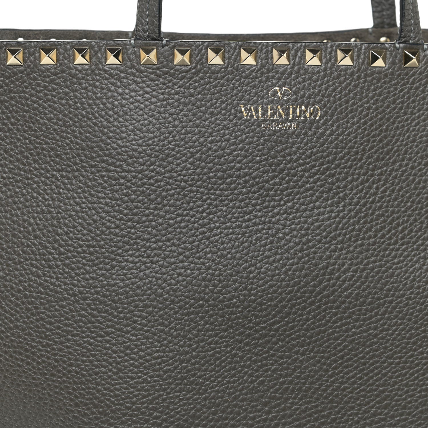Valentino Garavani Grained Calfskin Rockstud Shoulder Tote Graphite 9 of 16