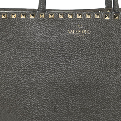 Valentino Garavani Grained Calfskin Rockstud Shoulder Tote Graphite 9 of 16