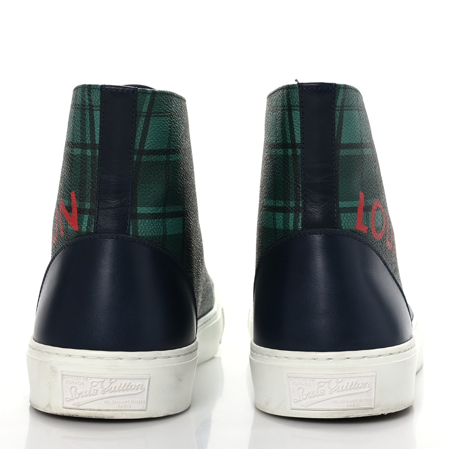 Louis Vuitton Tartan Tattoo Sneaker Boots 9 Navy Green 5 of 10