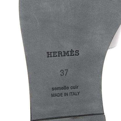 Hermes Box Calfskin Oran Sandals 37 White Bois De Rose 8 of 9