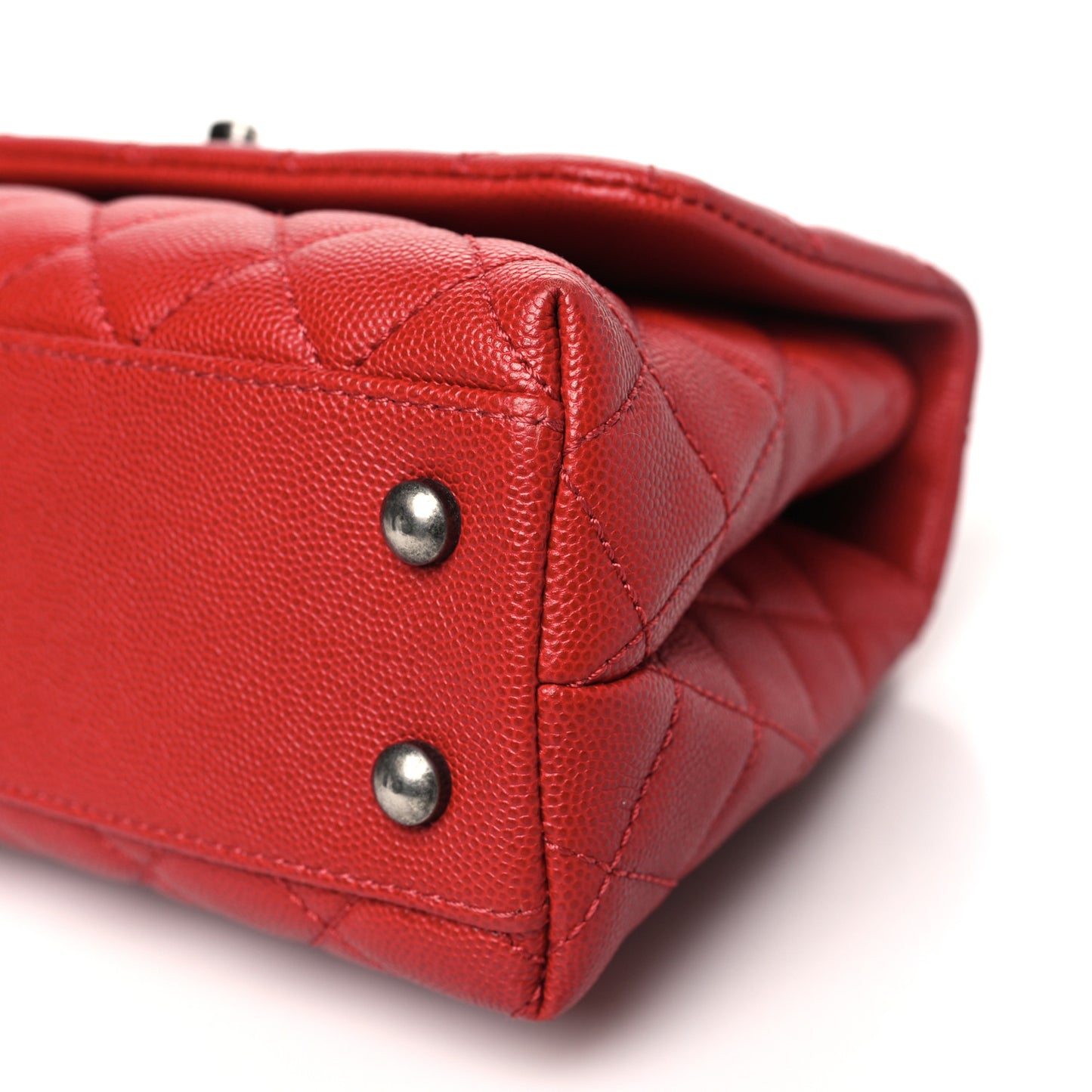 Caviar Quilted Mini Coco Handle Flap Red
