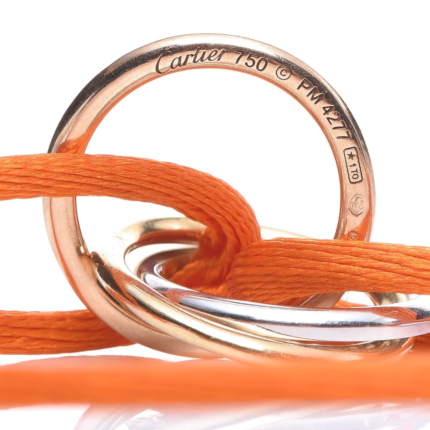 Cartier 18K Pink Yellow White Gold Diamond Trinity De Adjustable Cord Bracelet Orange 5 of 5