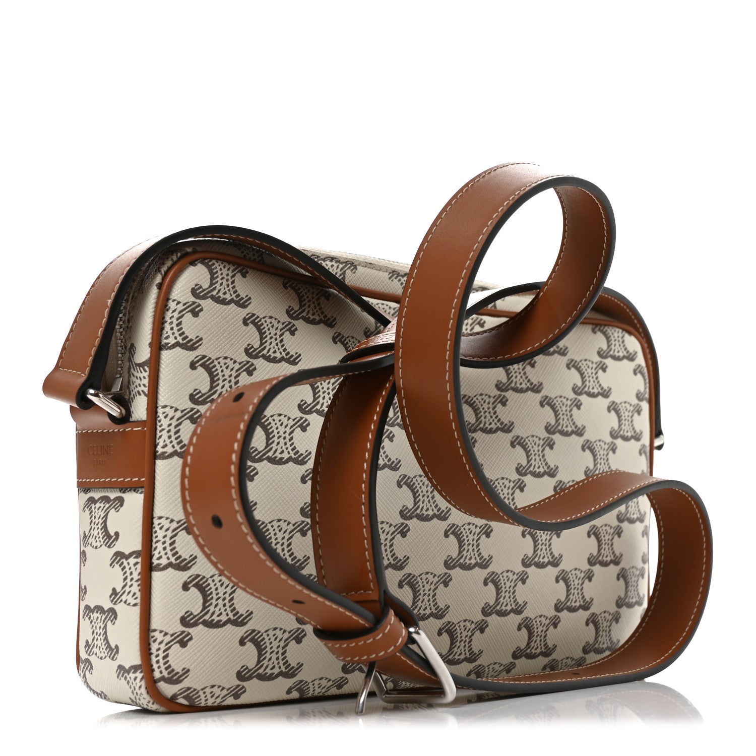 Celine Triomphe Canvas Medium Messenger Bag Tan Ecru 3 of 10