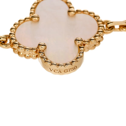Van Cleef & Arpels 18K Yellow Gold Mother of Pearl 5 Motifs Vintage Alhambra Bracelet 3 of 4