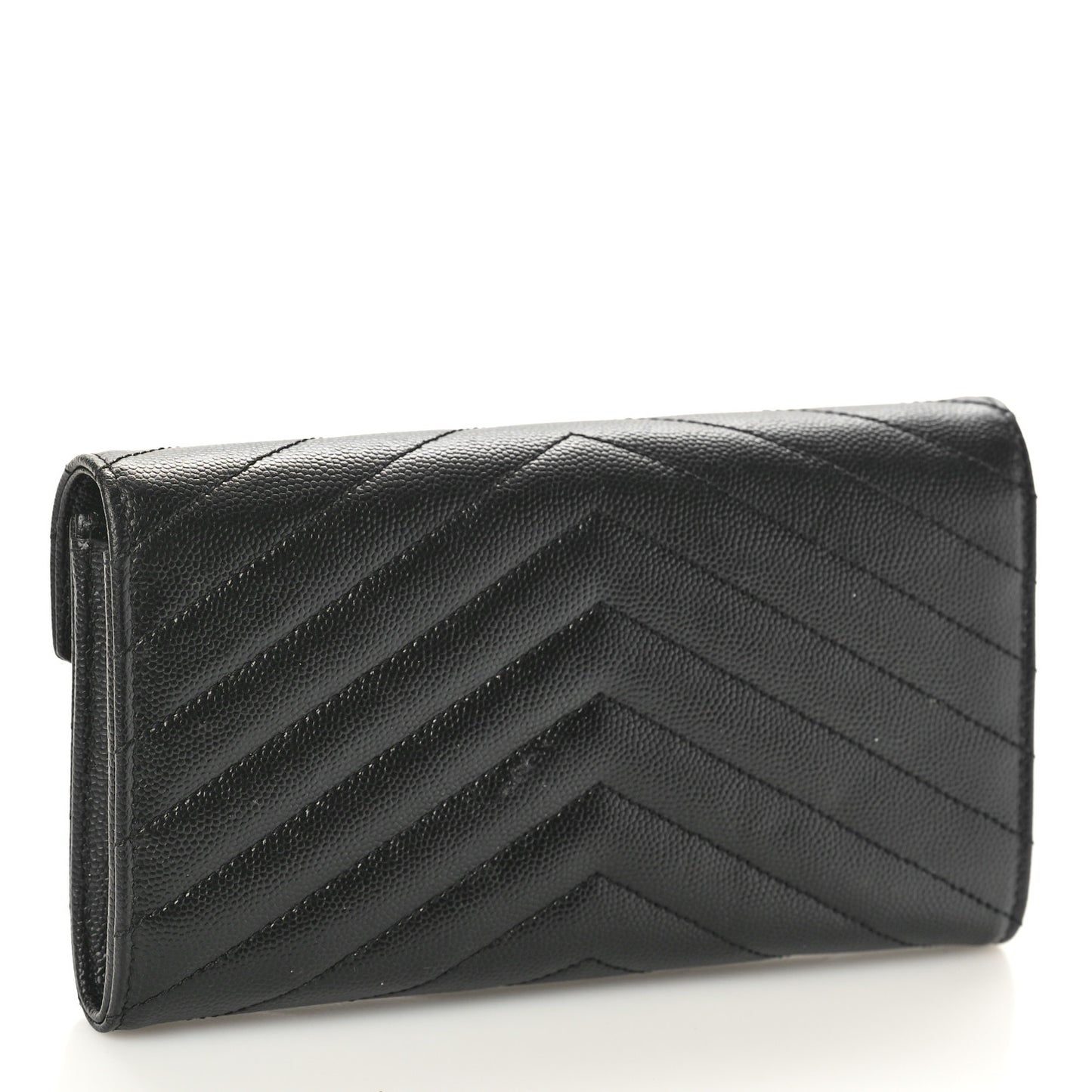 Grain De Poudre Matelasse Chevron Monogram Flap Wallet Black