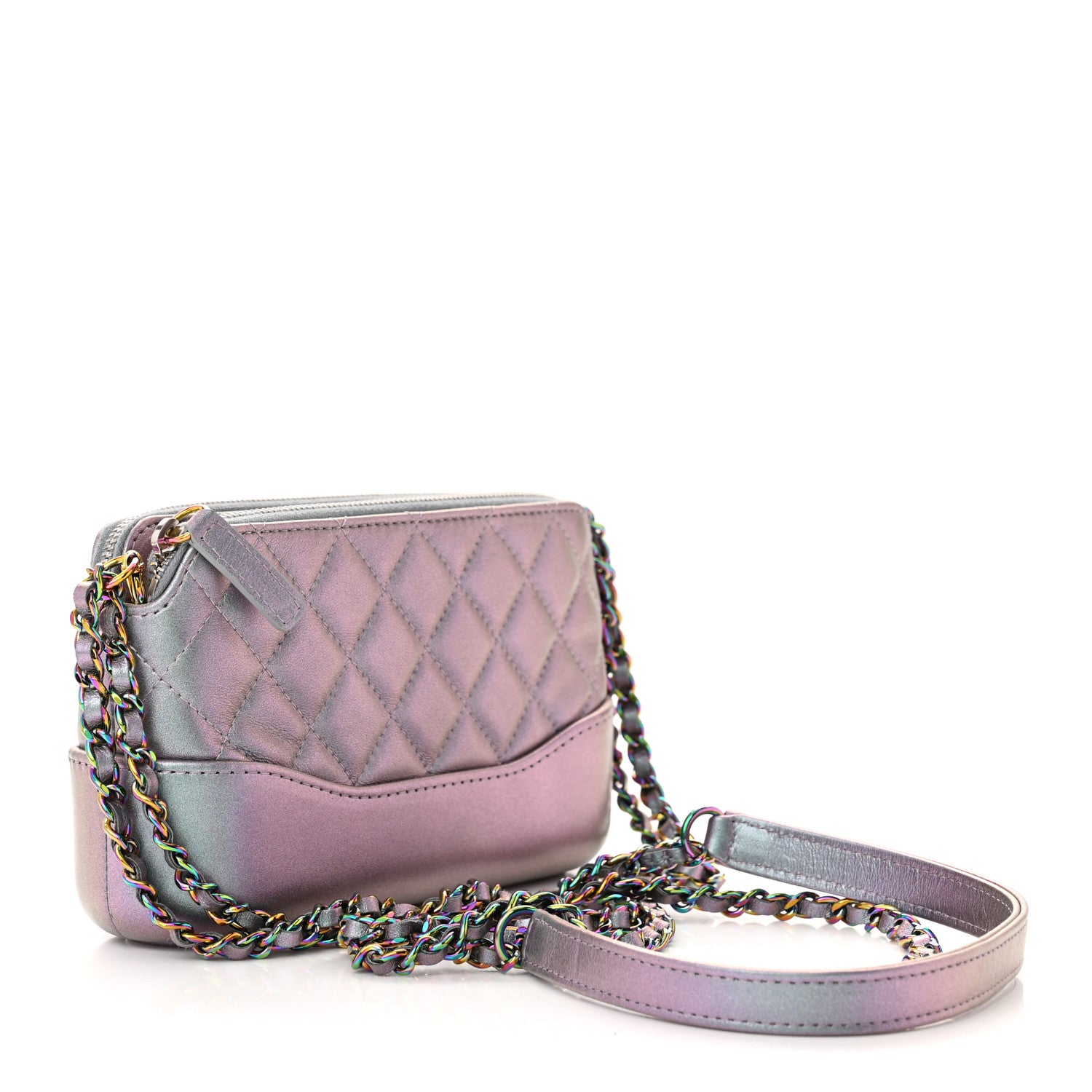 Chanel Iridescent Lambskin Calfskin Quilted Small Gabrielle Clutch With Chain Light Purple 3 of 12