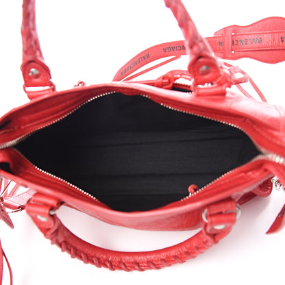 Balenciaga Agneau Classic Silver Hardware Mini City Logo Strap Rouge Cardinal Black 5 of 9
