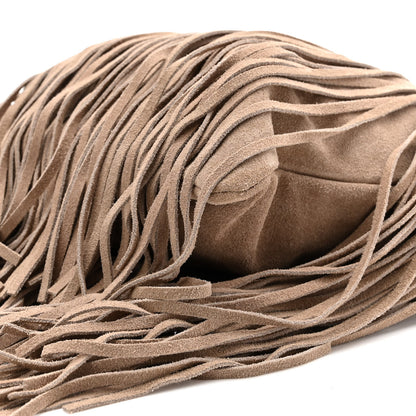 Saint Laurent Suede Calfskin Small Grace Fringed Hobo Bag Dusty Grey 9 of 9