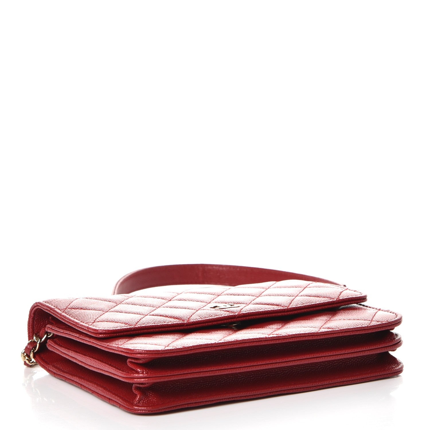 Chanel Caviar Quilted Square Wallet On Chain WOC Dark Red 4 of 8