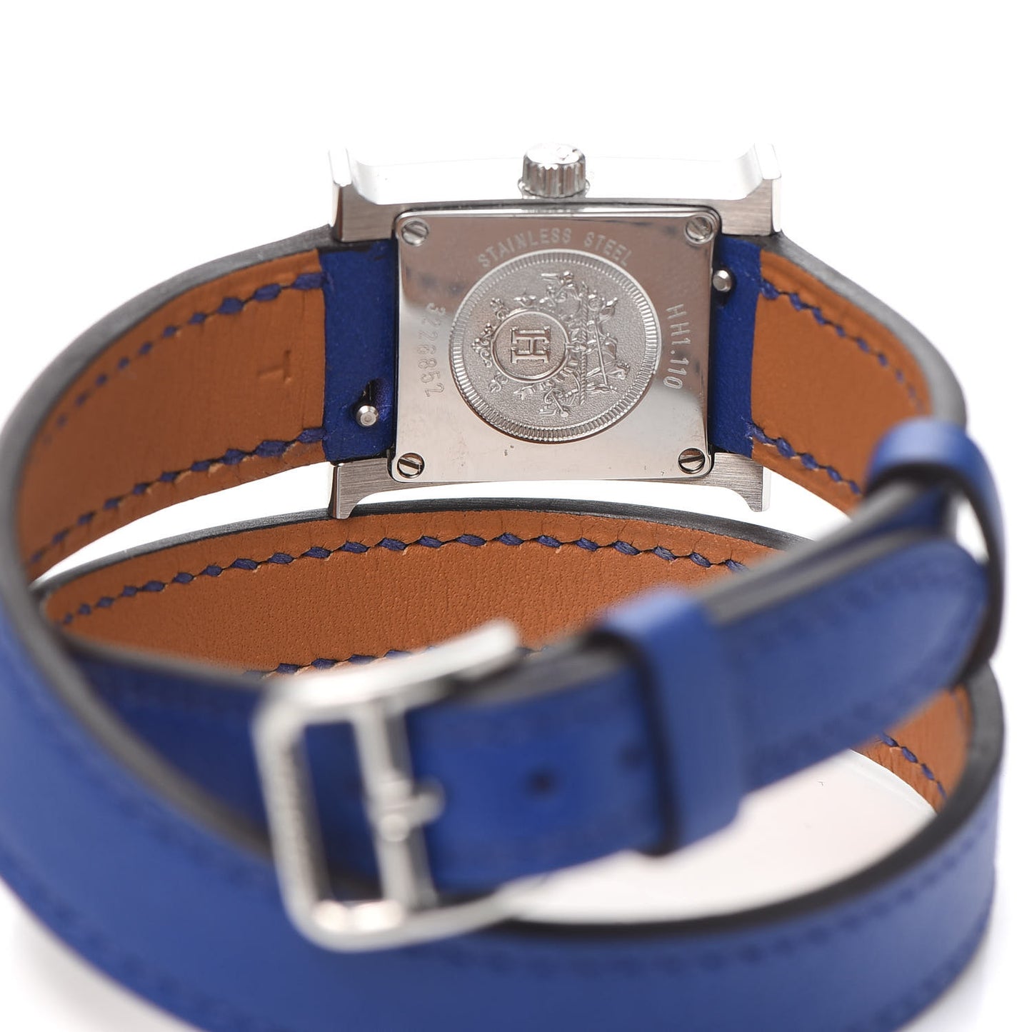 Stainless Steel Swift 17.2mm Heure H Hour Double Tour Quartz Watch Bleu Electrique