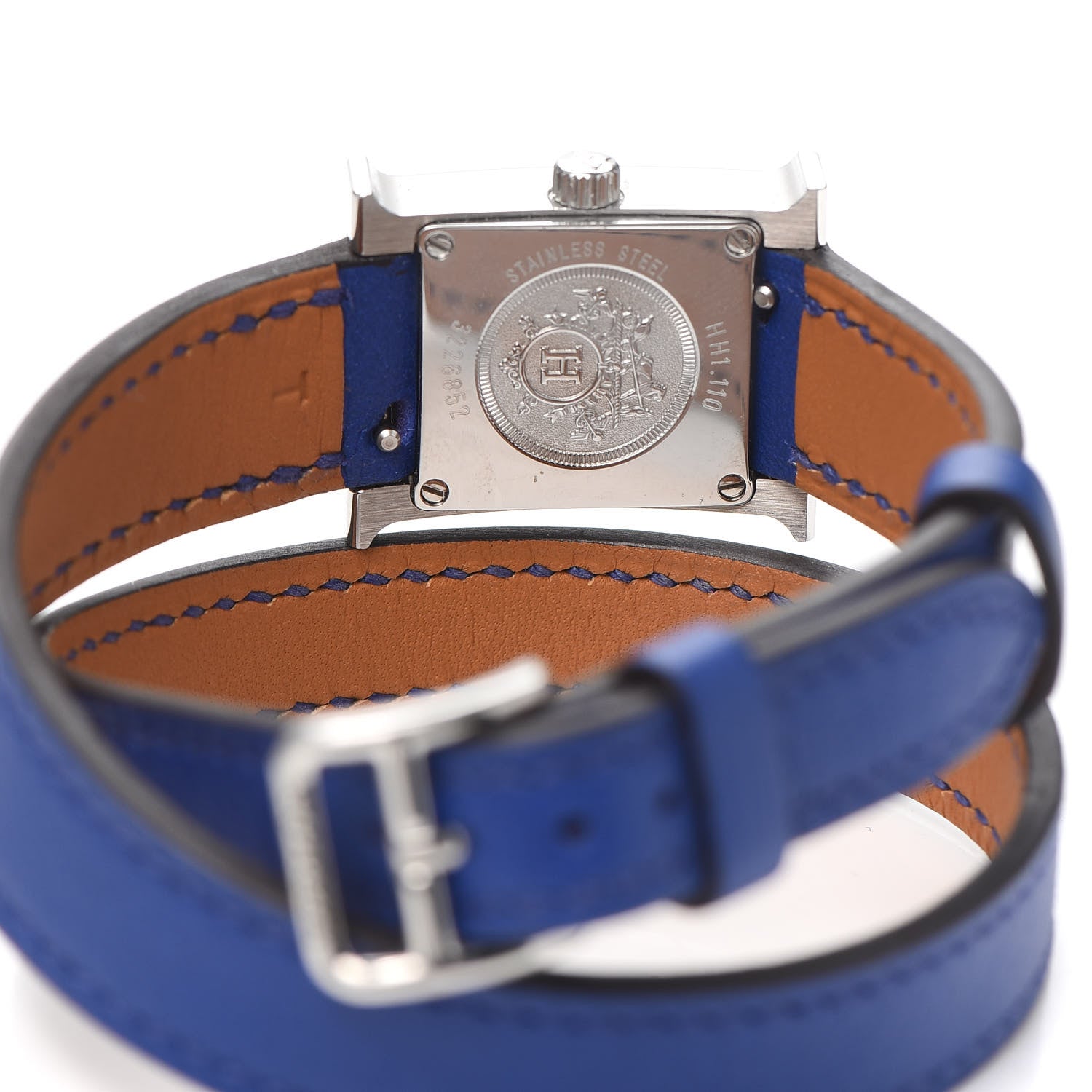 Hermes Stainless Steel Swift 17.2mm Heure H Hour Double Tour Quartz Watch Bleu Electrique 4 of 4