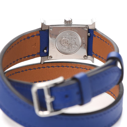 Hermes Stainless Steel Swift 17.2mm Heure H Hour Double Tour Quartz Watch Bleu Electrique 4 of 4