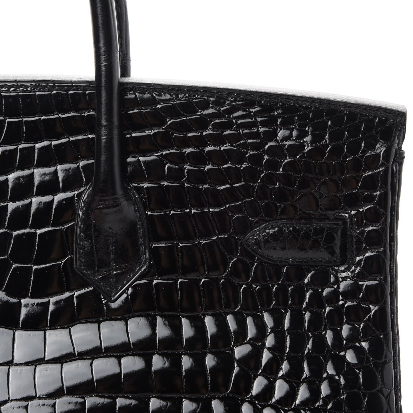 Shiny Porosus Crocodile Birkin 35 Black