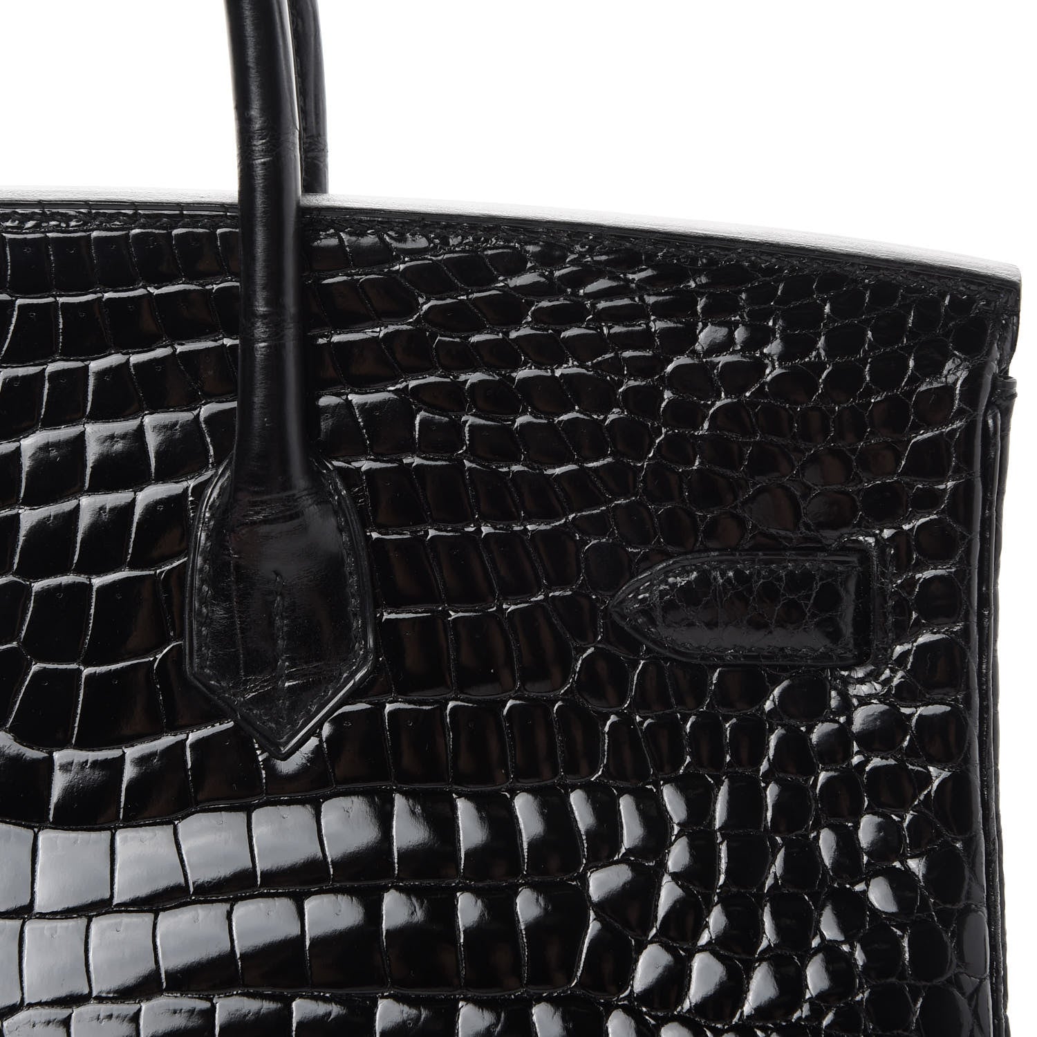 Hermes Shiny Porosus Crocodile Birkin 35 Black 8 of 41