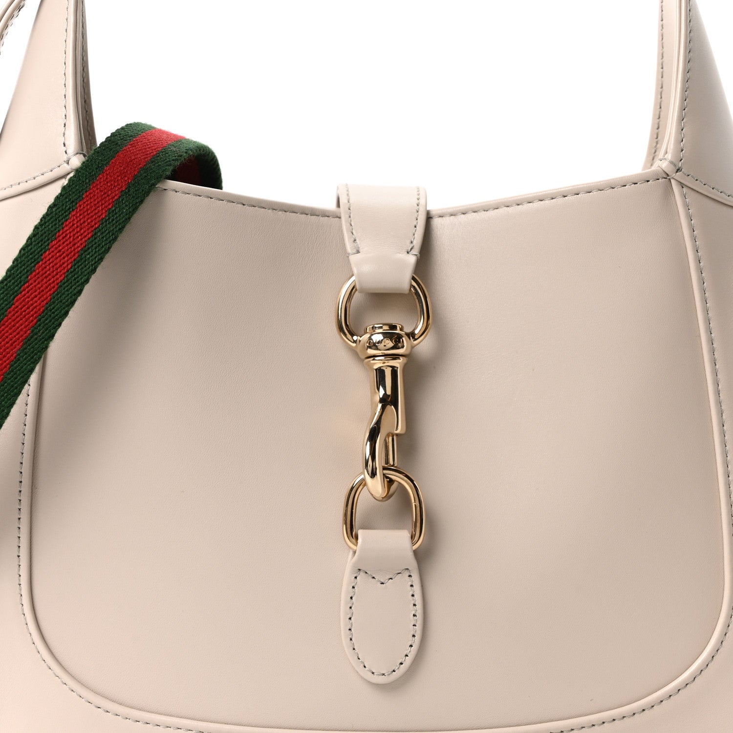 Gucci Ancora Calfskin Web Small Jackie Shoulder Bag Light Grey 8 of 10