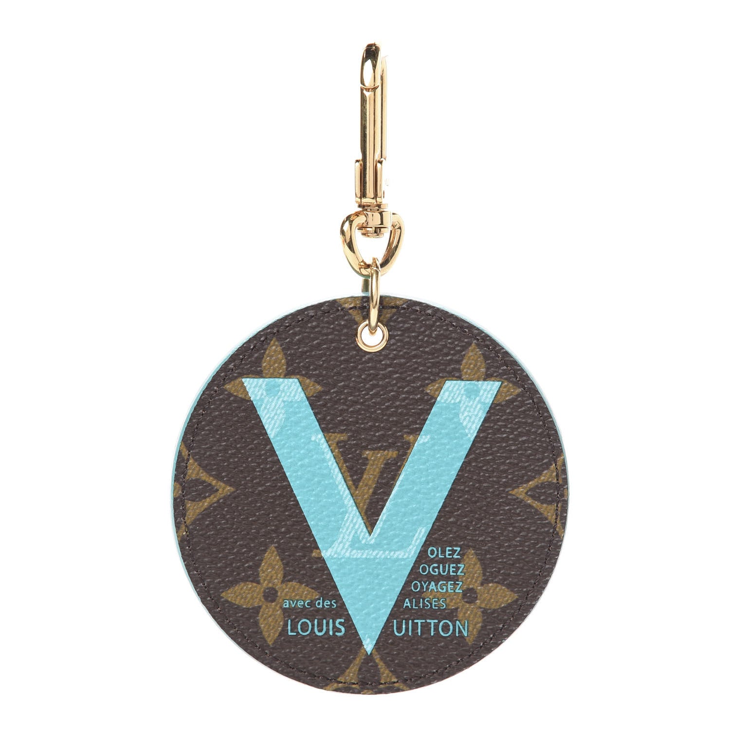 Louis Vuitton Monogram Illustre V Bag Charm Key Ring Turquoise 1 of 3