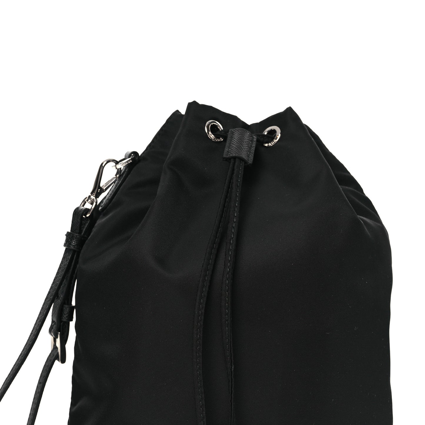 Re-Nylon Vela Drawstring Wristlet Pouch Black