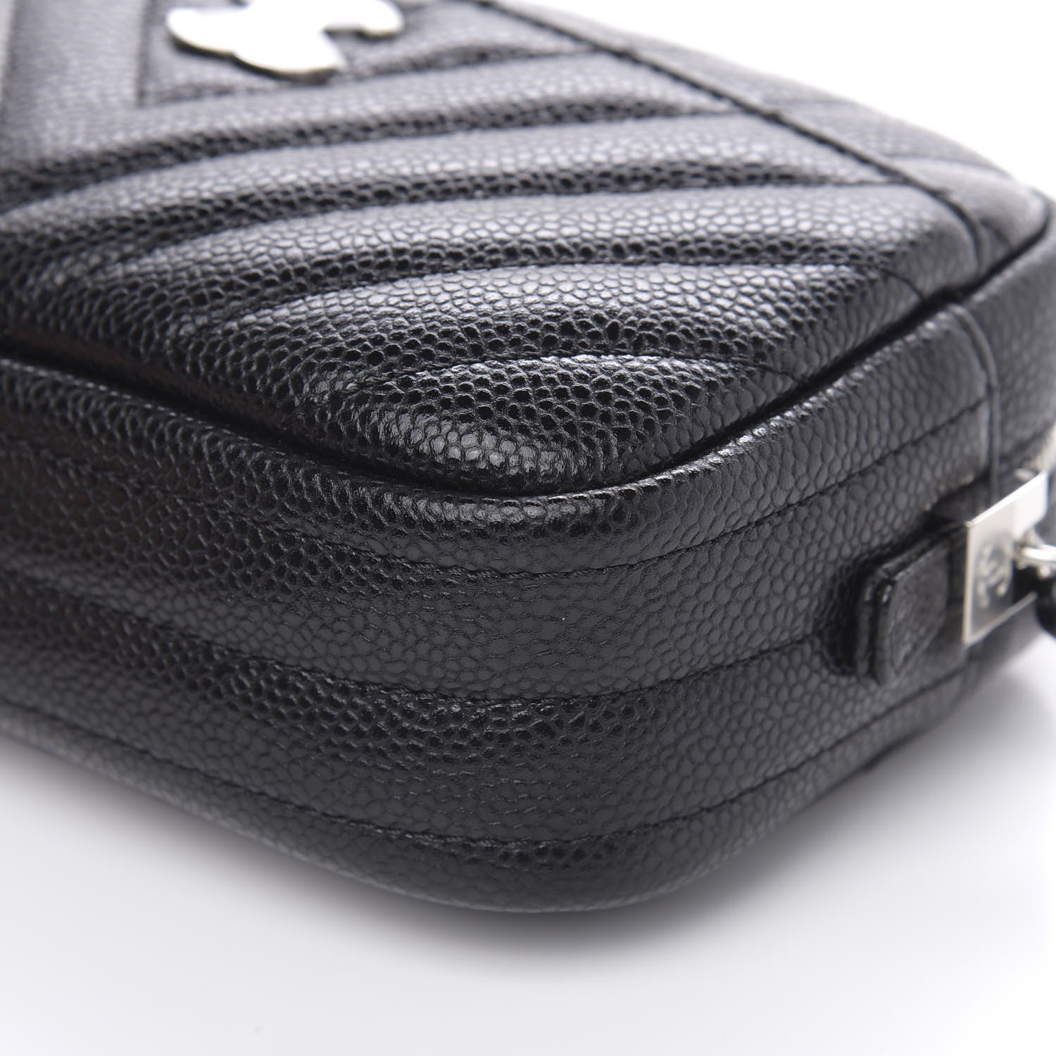 Chanel Caviar Chevron Quilted Camera Case Black 9 of 10