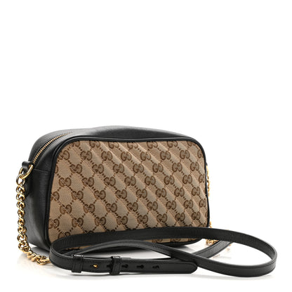 Gucci Monogram Matelasse Diagonal Small GG Marmont Chain Shoulder Bag Beige Black 3 of 10