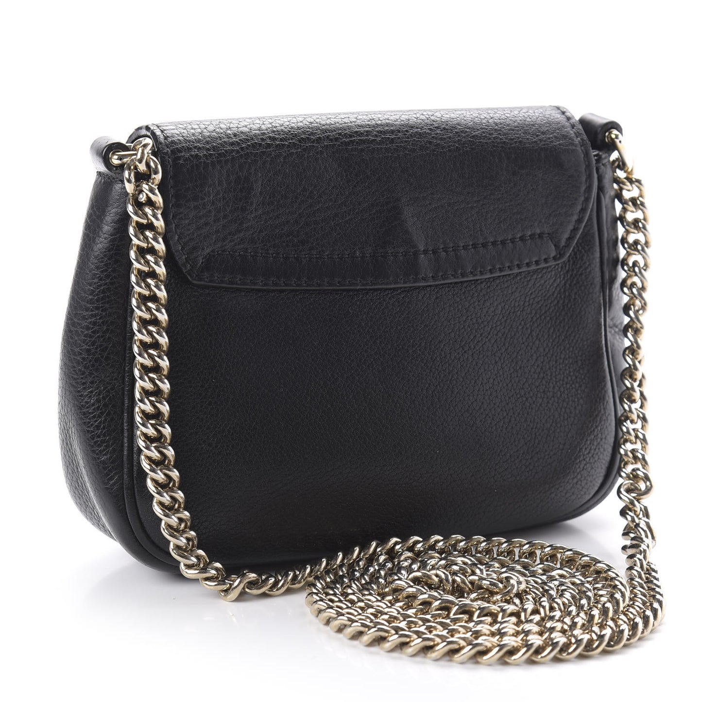 Pebbled Calfskin Small Soho Flap Crossbody Black
