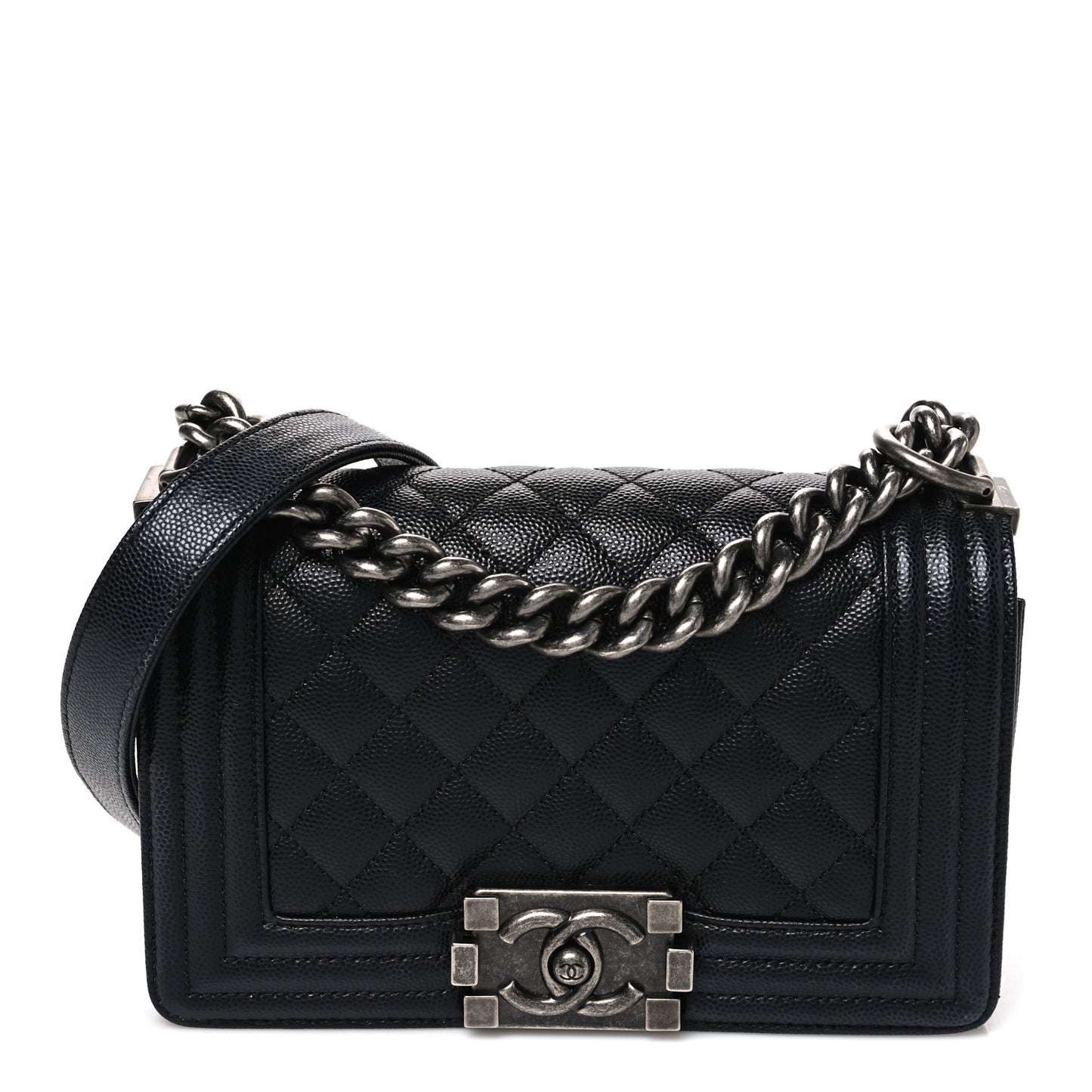 Caviar Quilted Small Boy Flap Black