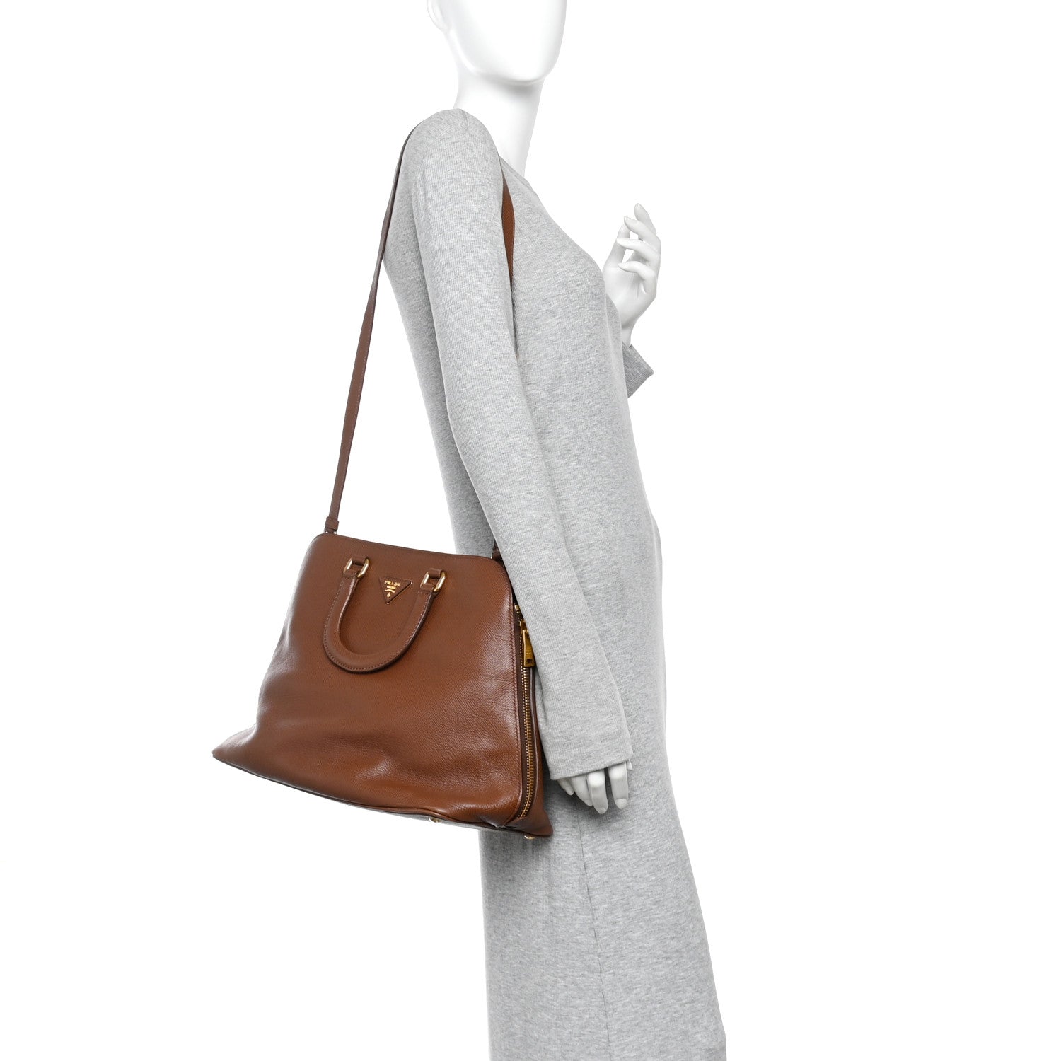 Prada Saffiano Cuir Top Handle Dome Tote Palissandro 2 of 10