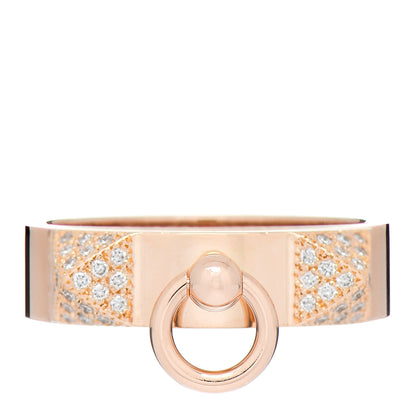 Hermes 18K Rose Gold Diamond PM Collier De Chien Ring 53 6.5 1 of 4