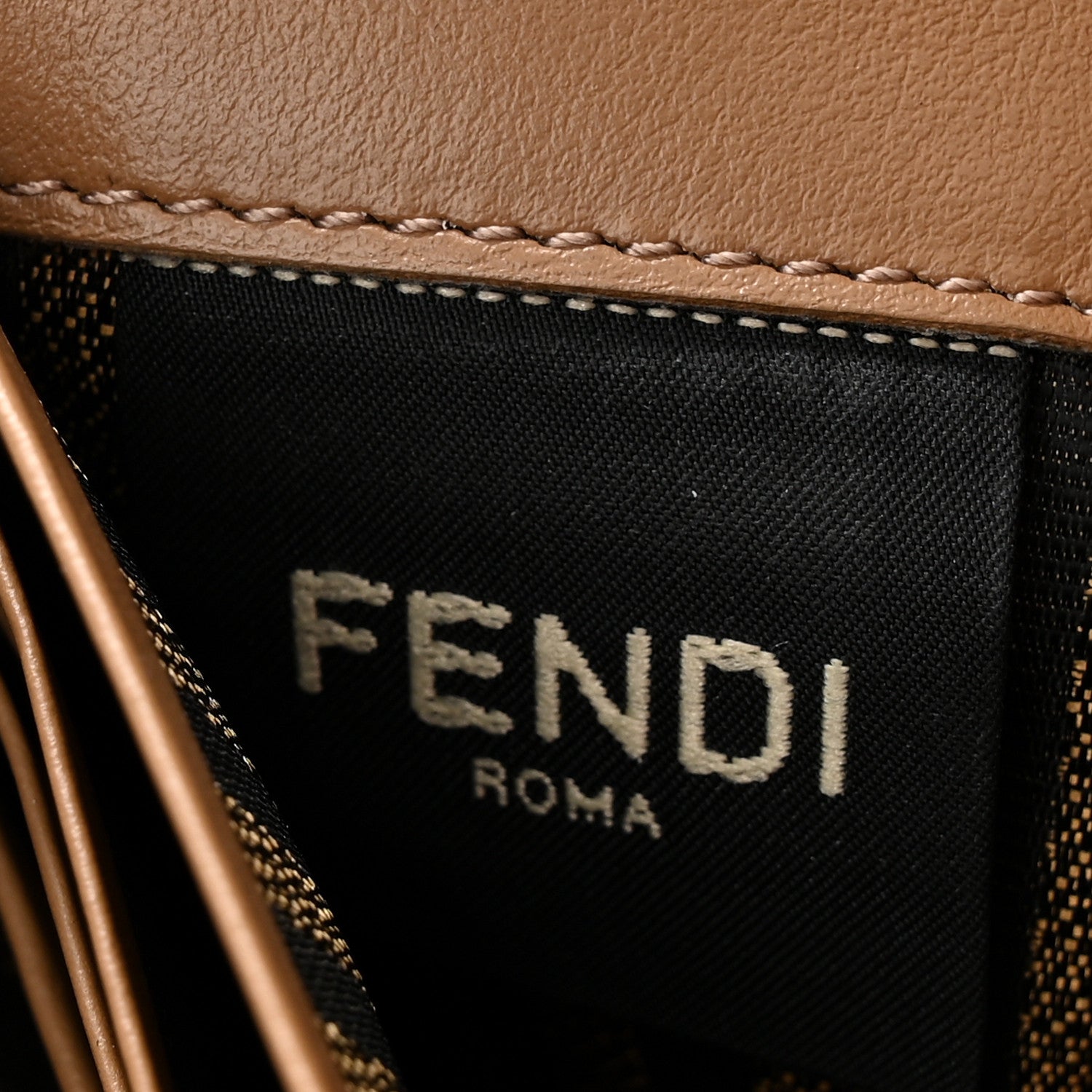 Fendi Fabric Jacquard FF 1974 Continental Wallet On Chain Tobacco Moro 6 of 11