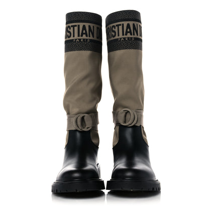 Christian Dior Technical Fabric Calfskin D-Major Boots 37.5 Taupe Black 2 of 12