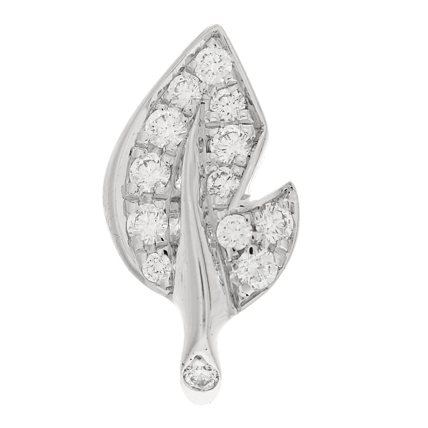 18K White Gold Diamond Rose Bagatelle Leaf Single Stud Earring