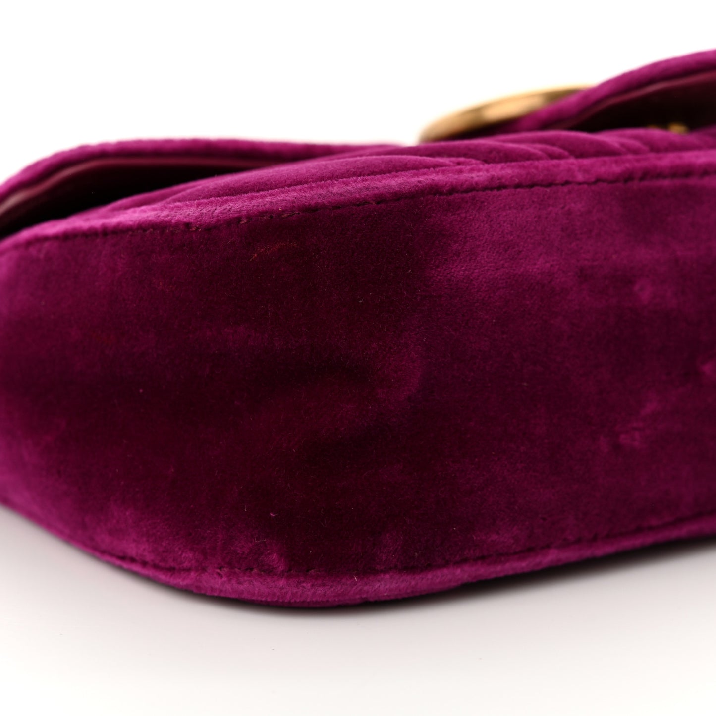 Velvet Matelasse Mini GG Marmont Shoulder Bag Fuchsia Violet Cyclamen