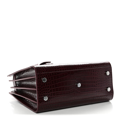 Saint Laurent Calfskin Crocodile Embossed Baby Sac De Jour Bordeaux 4 of 13