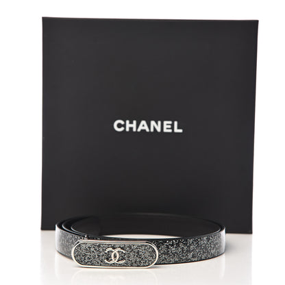 Chanel Glitter Calfskin CC Logo Skinny Belt 80 32 Charcoal 8 of 8