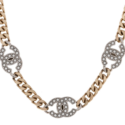 Chanel Crystal Chain CC Link Choker Gold Silver 4 of 7