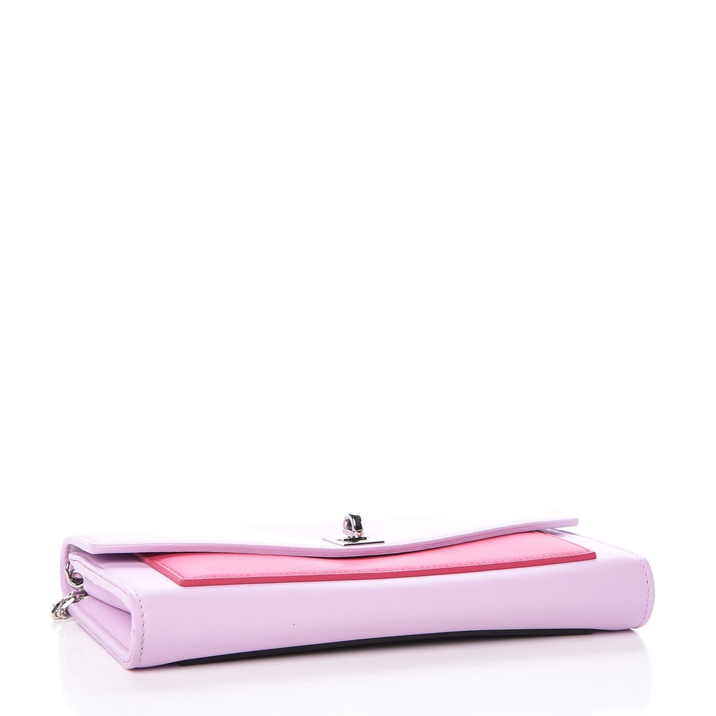 Calfskin Tri-Color Wallet On Chain Pink