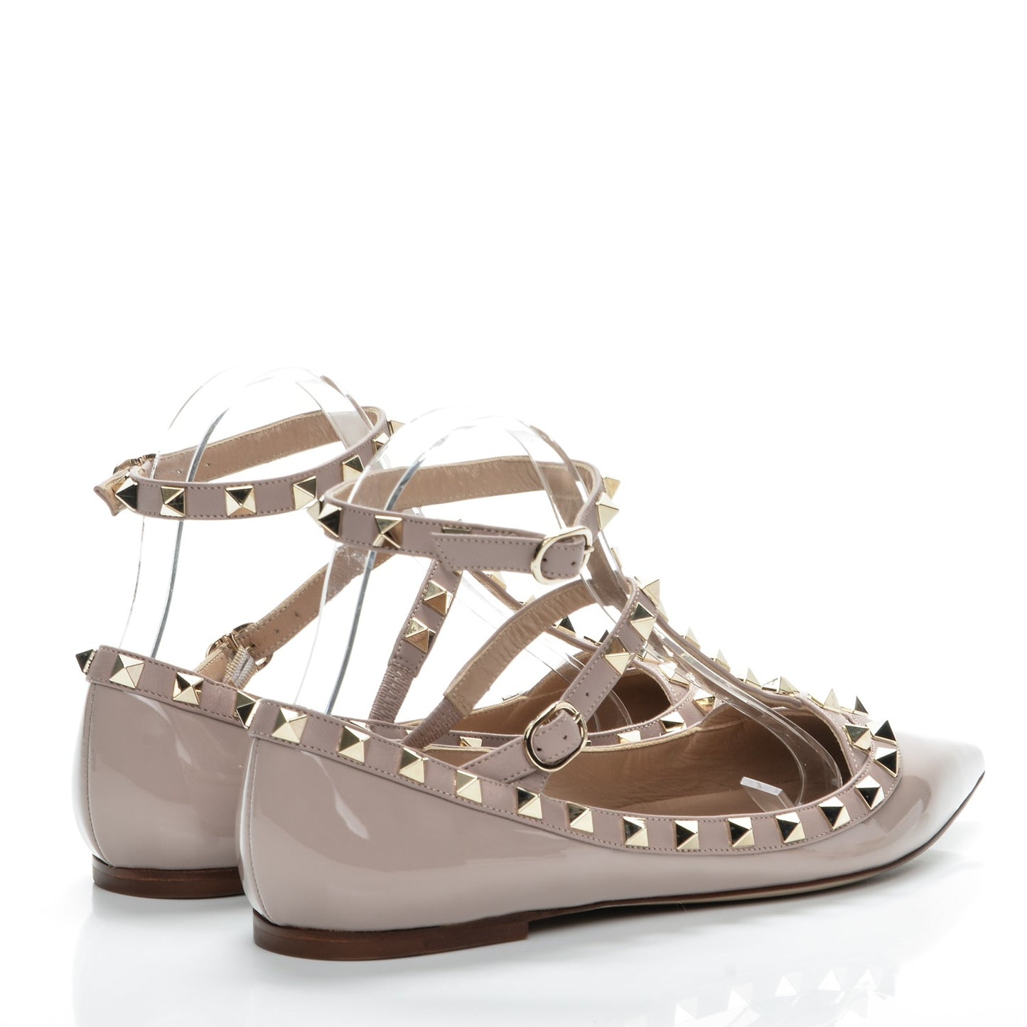 Patent Rockstud Cage Ballerina Flats 38 Poudre