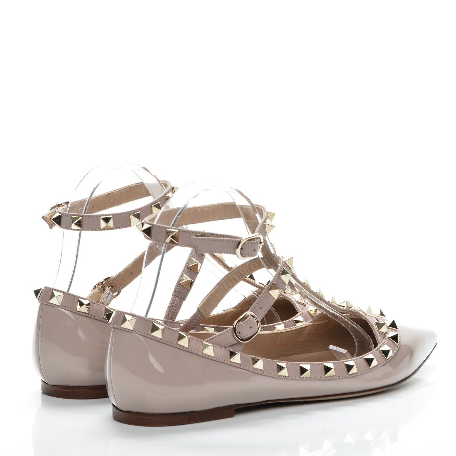 Valentino Garavani Patent Rockstud Cage Ballerina Flats 38 Poudre 4 of 9