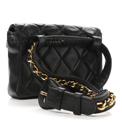 Chanel Lambskin Quilted Flap Waist Belt Bag Black 3 of 13
