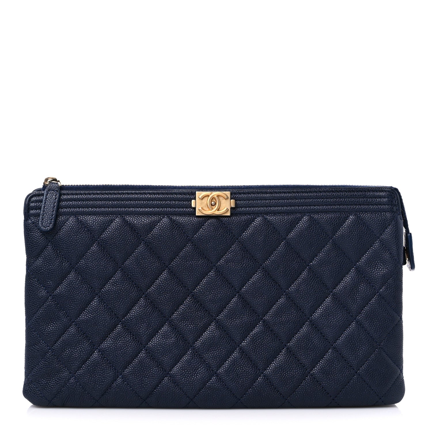Chanel Caviar Quilted Small Zipped Boy Pouch Navy 1 of 10