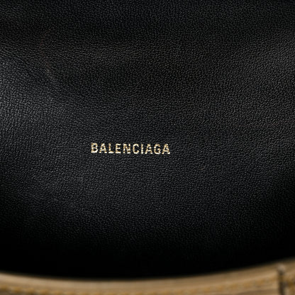 Balenciaga Metallic Calfskin Crocodile Embossed Hourglass Top Handle Bag XS Gold 6 of 14