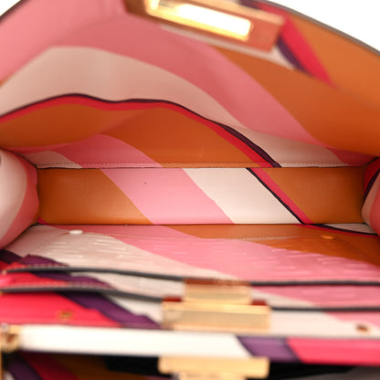 Fendi Vitello Seta Nappa FF Striped Embossed Medium Peekaboo I SEE U Satchel Miele Scuro Multicolor 5 of 9