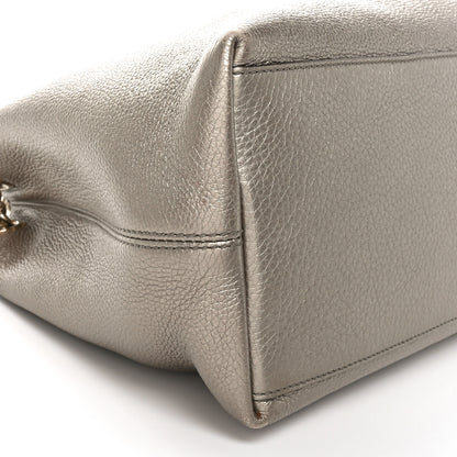 Gucci Metallic Pebbled Calfskin Medium Soho Chain Shoulder Bag Golden Beige 9 of 10