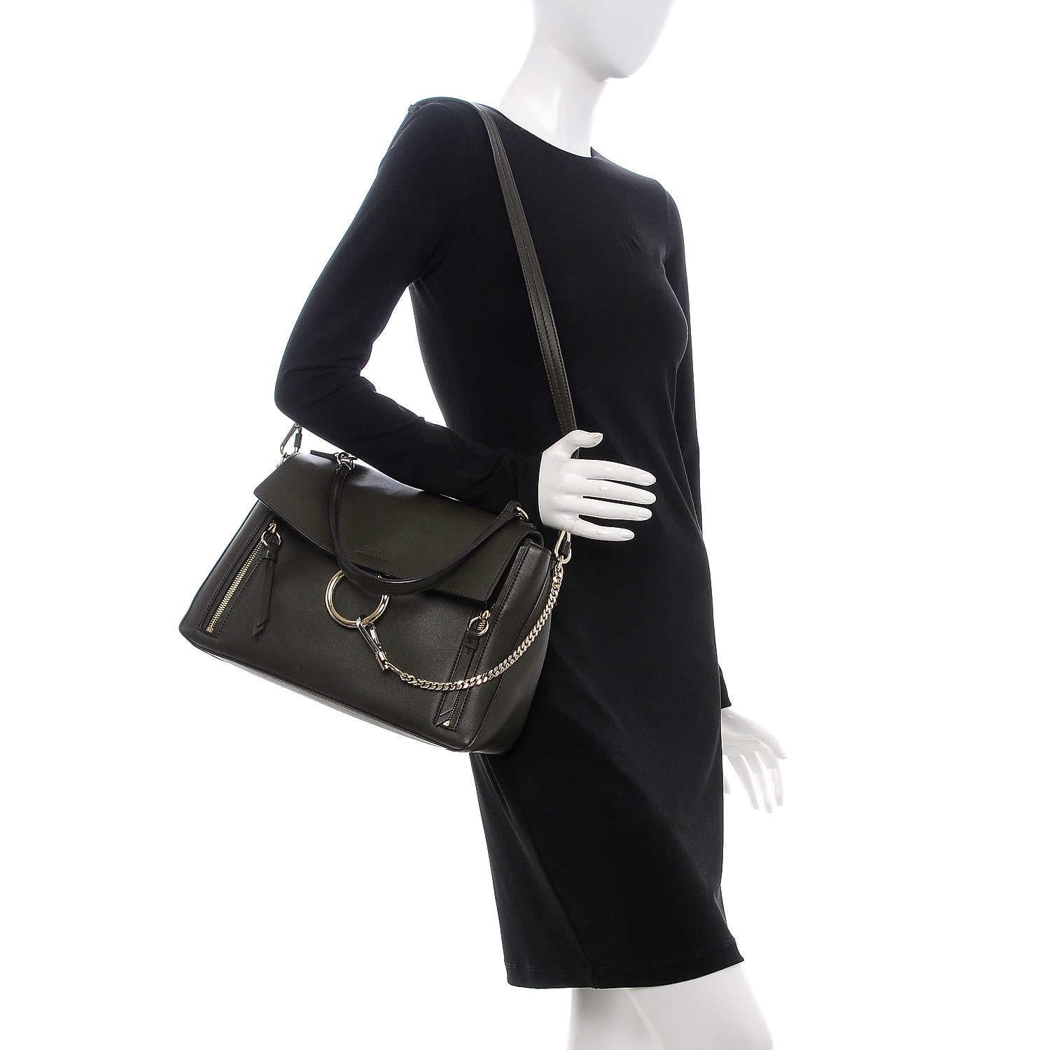 Chloe Calfskin Medium Faye Day Shoulder Bag Deep Forest 2 of 12