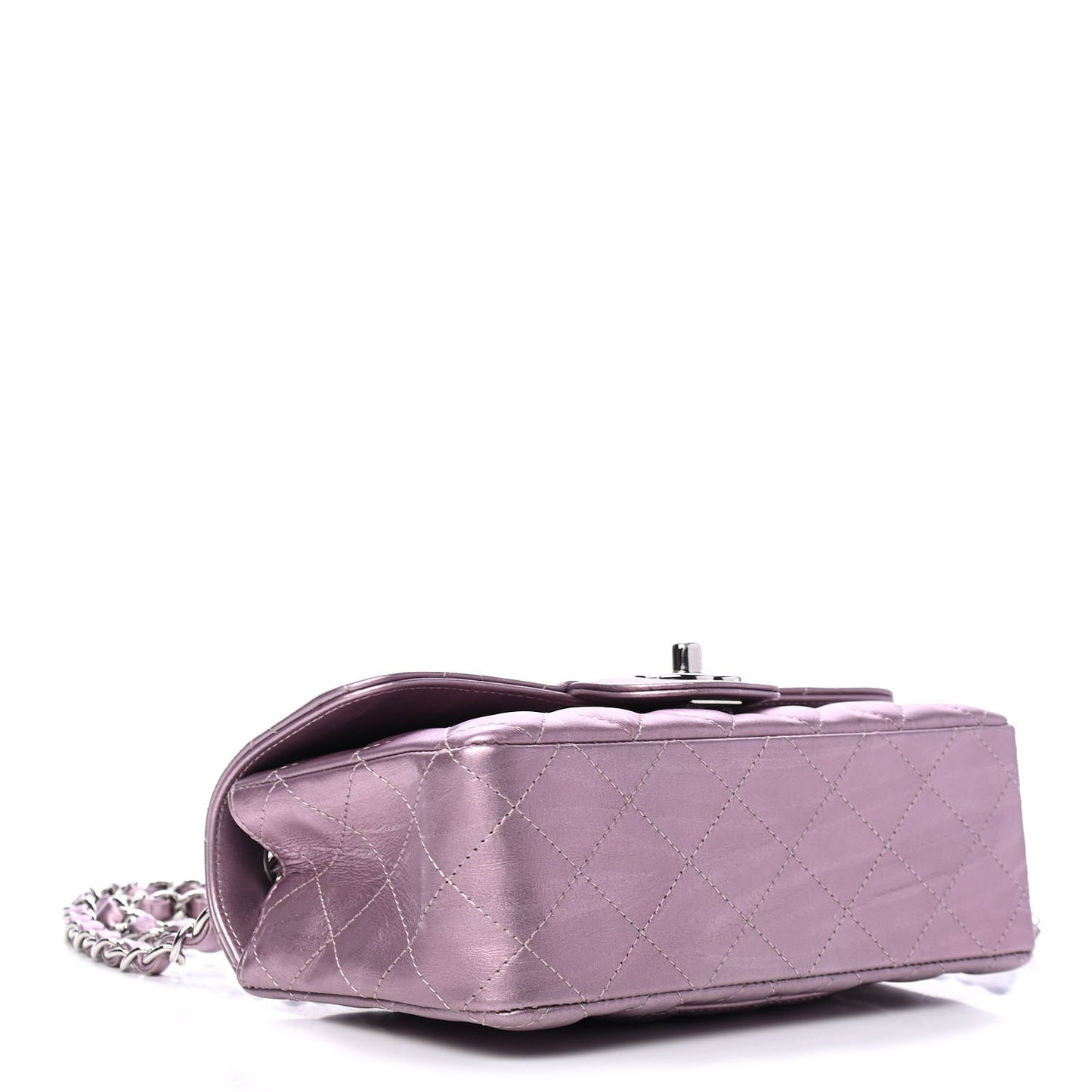 Metallic Calfskin Quilted Mini Rectangular Flap Pink